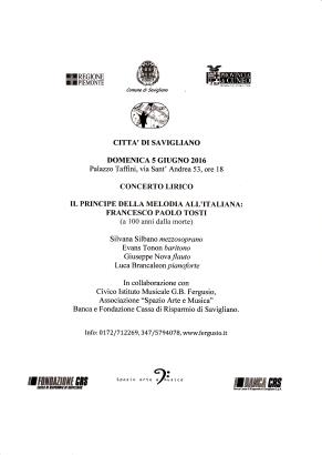 CONCERTO LIRICO - F.P.TOSTI - IL PRINCIPE DELLA MELODIA ALL'ITALIANA - 5 GIUGNO 2016