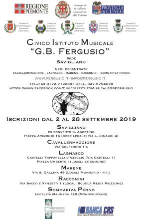 ISCRIZIONE CIVICO ISTITUTO MUSICALE G.B. FERGUSIO A/S 2019-2020