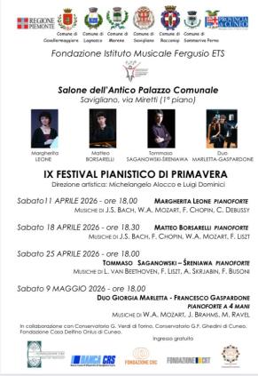 FESTIVAL PIANISTICO DI PRIMAVERA 2026  3� CONCERTO � SABATO 25-04-2026 � ore 18,00 